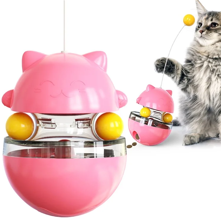 ZCM-01 Interactive Cat Ball Toys Adjustable Food Dispensing Cat Toy Funny Exercise Kitten Tumbler Teaser Toys - Pink