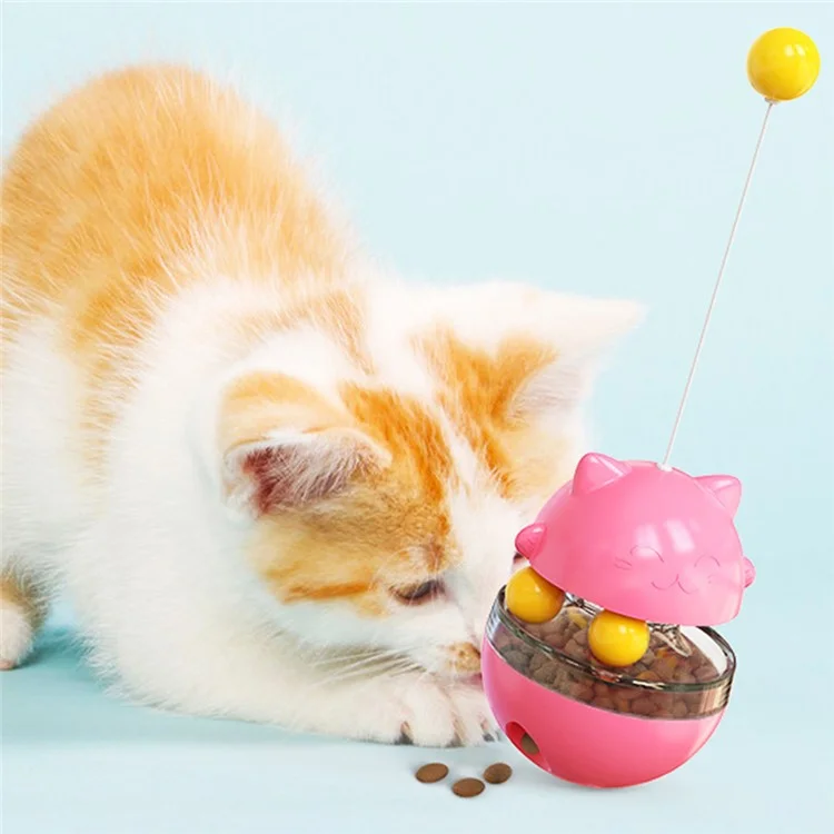 ZCM-01 Interactive Cat Ball Toys Adjustable Food Dispensing Cat Toy Funny Exercise Kitten Tumbler Teaser Toys - Pink