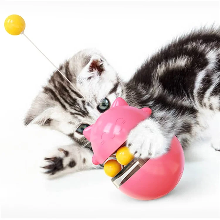 ZCM-01 Interactive Cat Ball Toys Adjustable Food Dispensing Cat Toy Funny Exercise Kitten Tumbler Teaser Toys - Pink