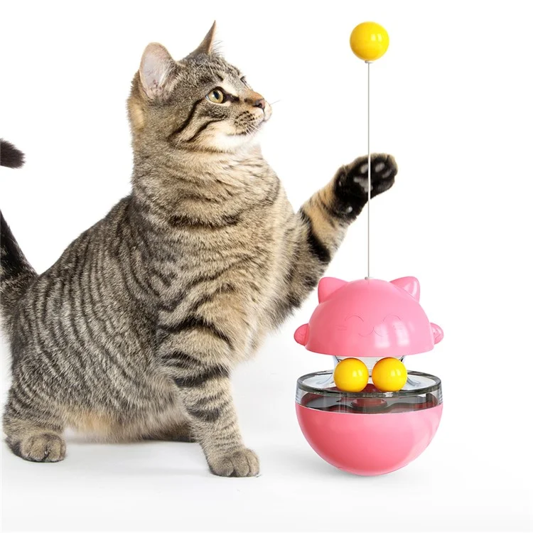 ZCM-01 Interactive Cat Ball Toys Adjustable Food Dispensing Cat Toy Funny Exercise Kitten Tumbler Teaser Toys - Pink