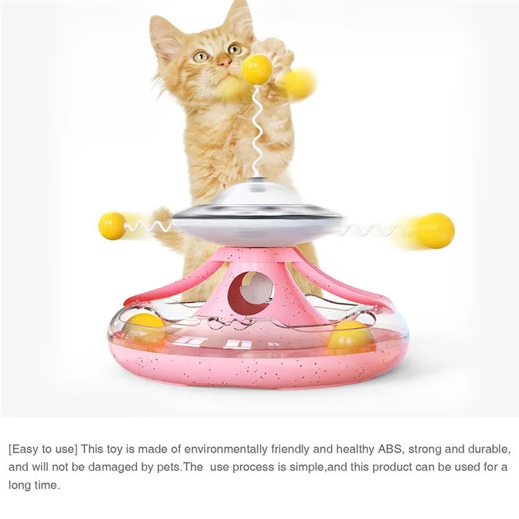 MZP-01 Cat Turntable Leaking Food Toy Pet Toy Funny Cat Stick Cat Feeding Roller Turntable (FDA Certified, BPA Free) - Pink