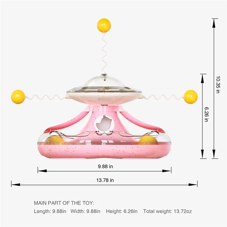 MZP-01 Cat Turntable Leaking Food Toy Pet Toy Funny Cat Stick Cat Feeding Roller Turntable (CE / CPC / FDA / ROHS Certified, BPA Free) - Pink