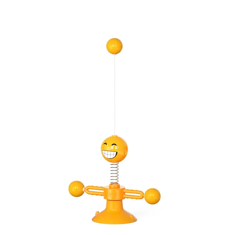 ZH-08 Rotating Windmill Spring Figure Cat Toys with Feathers Interactive Cats Ball Toys Funny Exercise Kitten Teaser Toys for Indoor Pets - Orange