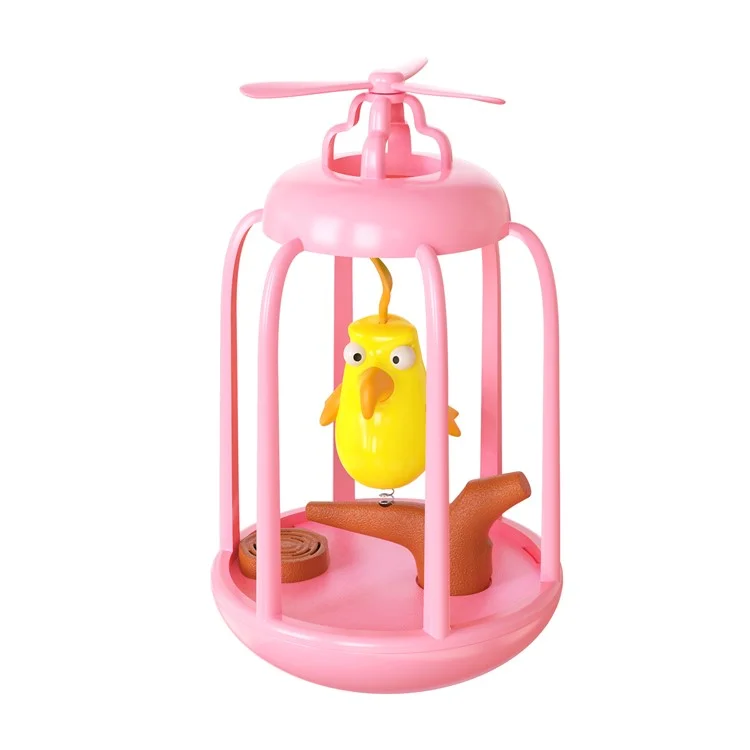 NL-01 Windmill Turntable Sounding Bird Cage Pet Cat Toy Swinging Bird  Funny Cat Playing Toy - Pink