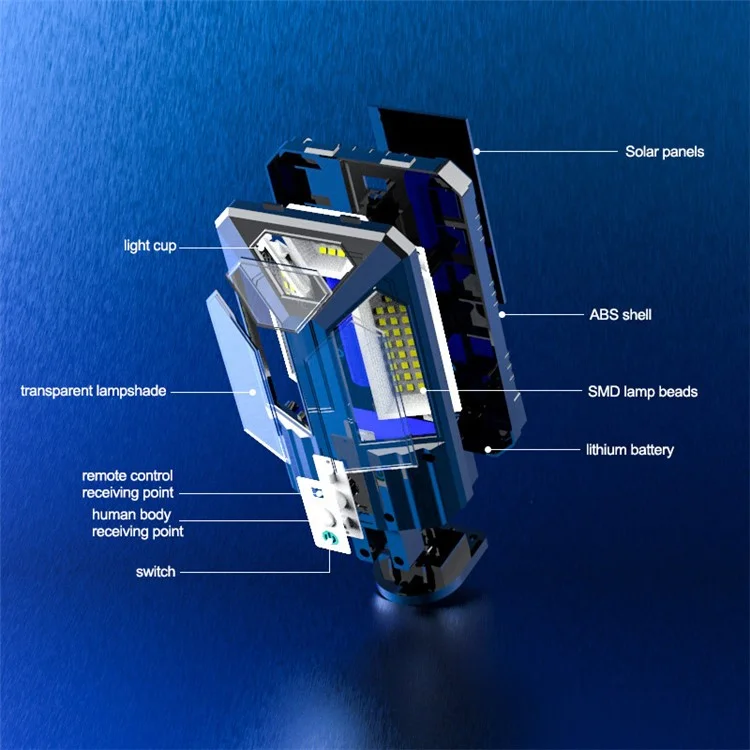 V95 Lampada Solare da Strada con Sensore Umano e Telecomando a 4 Marce - 3 LED COB 