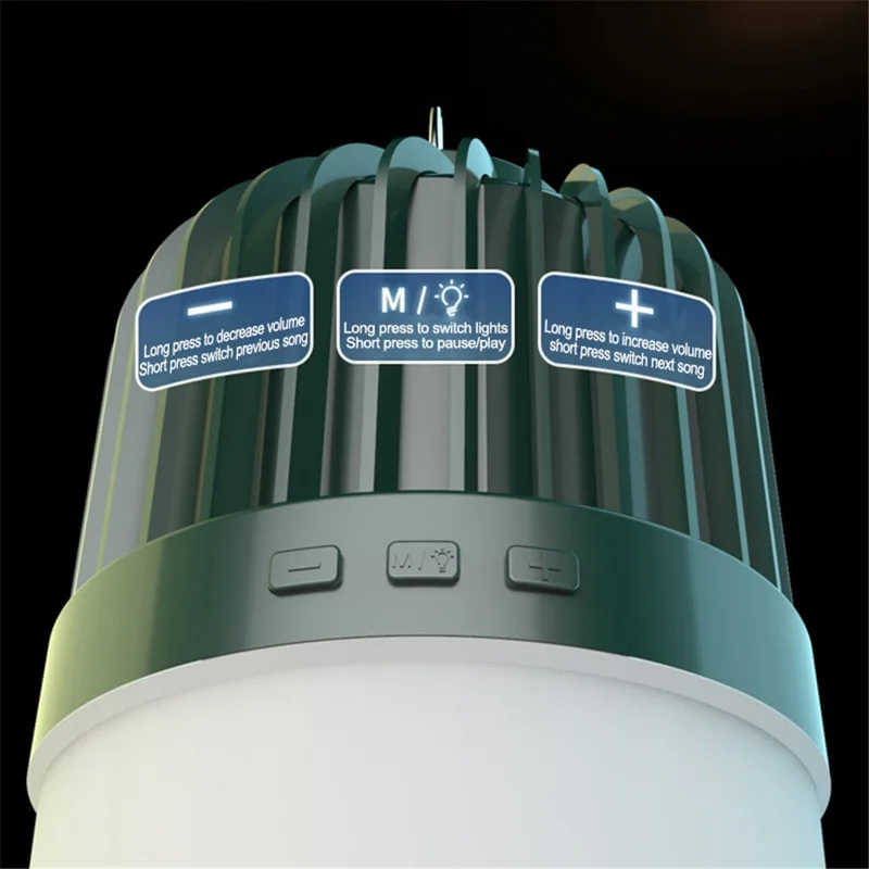 HS-LY01-V1 LED Camping Lantern with Bluetooth-compatible Speaker Bright Tent Light Gift Portable Emergency Light Power Bank - White