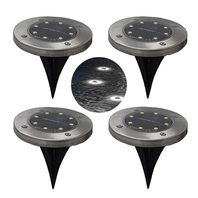 4Pcs 8LED Outdoor Gardening Lights Decorative Lamp with White Color for Yard Path