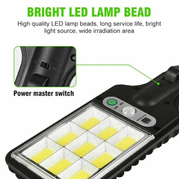 616-4 Lampe solaire LED extérieure avec détecteur de mouvement PIR, lampe murale pour jardin, lampadaire de rue avec 3 modes d'éclairage