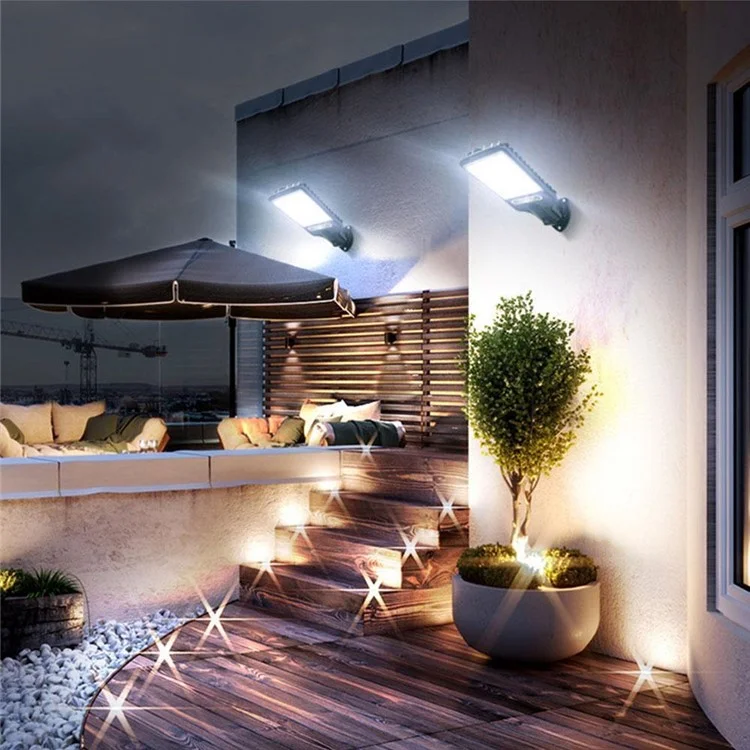 616-4 Lampe solaire LED extérieure avec détecteur de mouvement PIR, lampe murale pour jardin, lampadaire de rue avec 3 modes d'éclairage