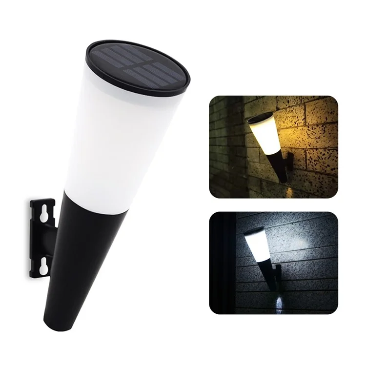 N230 2Pcs Torch Shape Outdoor Solar Light Waterproof Garden Yard Wall Mount LED Street Lamp - Dual Color