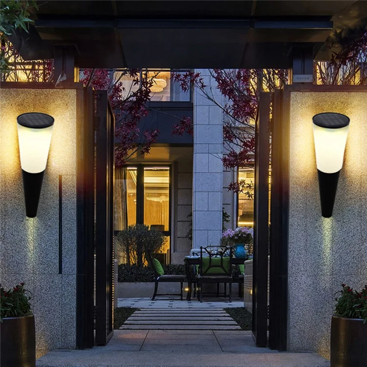 N230 2Pcs Torch Shape Outdoor Solar Light Waterproof Garden Yard Wall Mount LED Street Lamp - Dual Color