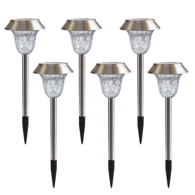 Cis-57453a 6pcs / Establezca Una Luz de Jardín de Acero Inoxidable IP65 Lámpara de Césped Con Energía Solar Impermeable