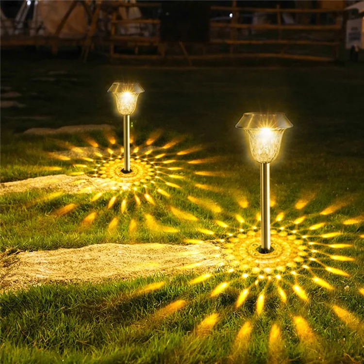 CIS-57453A 4Pcs / Set Stainless Steel Solar Stake Light IP65 Waterproof Garden Lamp for Lawn Patio Yard