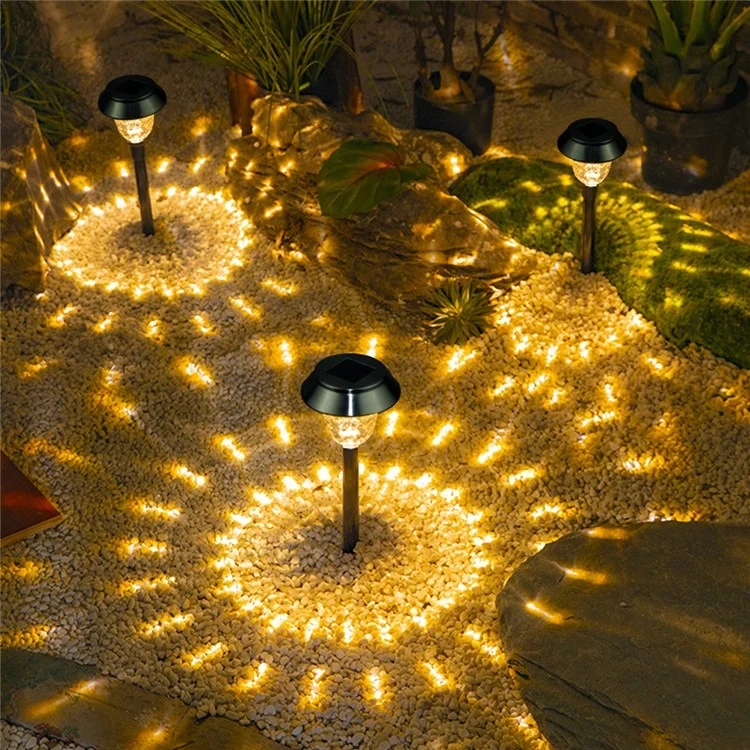 CIS-57453A 4Pcs / Set Stainless Steel Solar Stake Light IP65 Waterproof Garden Lamp for Lawn Patio Yard