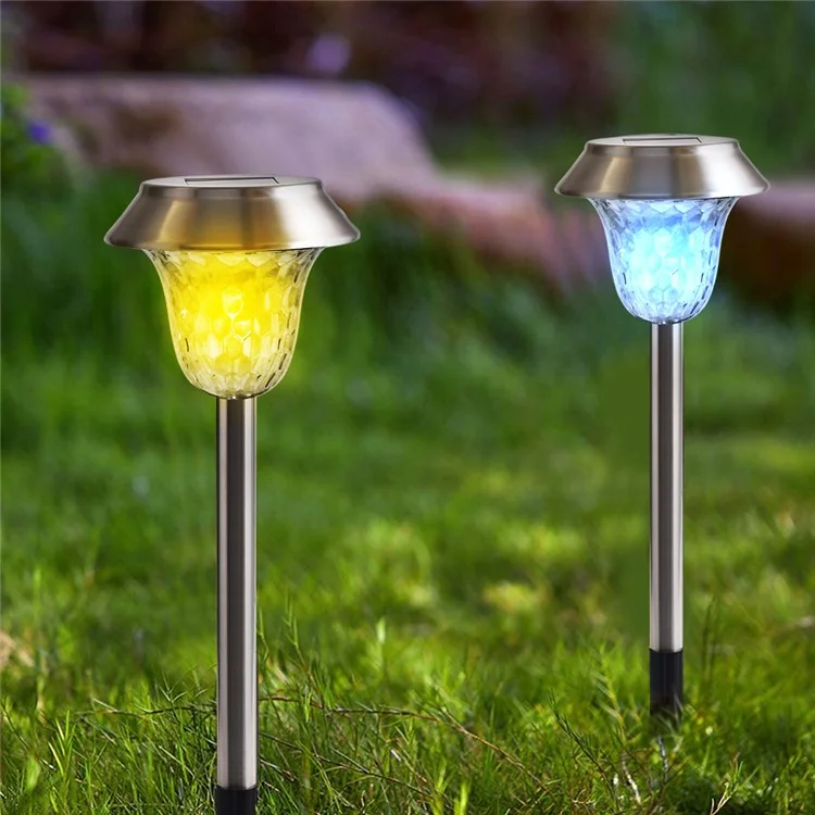 CIS-57453A 4Pcs / Set Stainless Steel Solar Stake Light IP65 Waterproof Garden Lamp for Lawn Patio Yard