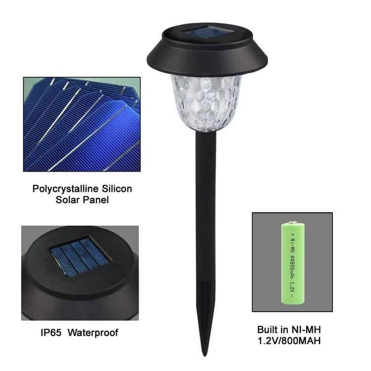 CIS-57454 2Pcs / Set Outdoor Garden Stake Solar Light IP65 Waterproof Lamp Walkway Path Yard Patio Decor - Luz Branca Quente