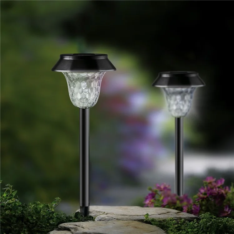 CIS-57454 2Pcs / Set Outdoor Garden Stake Solar Light IP65 Waterproof Lamp Walkway Path Yard Patio Decor - Luz Branca Quente
