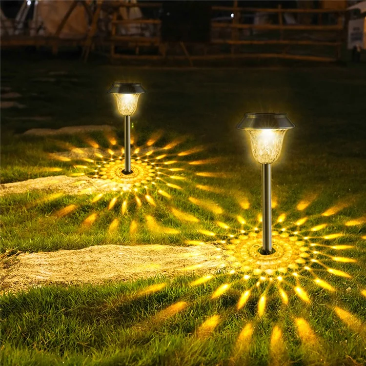 CIS-57454 2Pcs / Set Outdoor Garden Stake Solar Light IP65 Waterproof Lamp Walkway Path Yard Patio Decor - Luz Branca Quente
