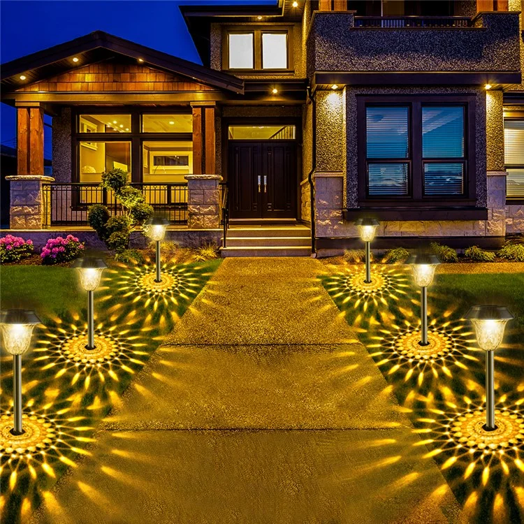 CIS-57454 2Pcs / Set Outdoor Garden Stake Solar Light IP65 Waterproof Lamp Walkway Path Yard Patio Decor - Luz Branca Quente