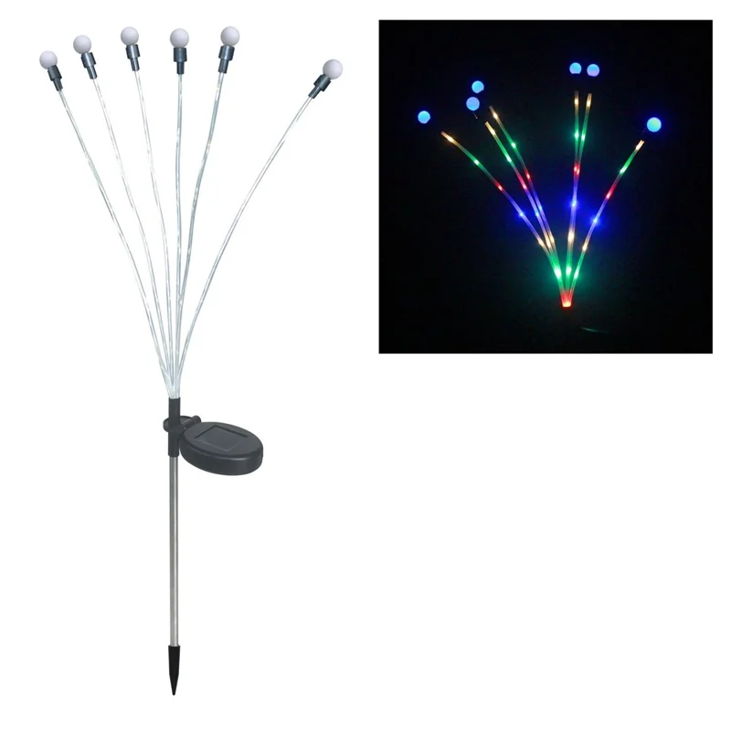 CIS-57818 2Pcs 6-LED Solar Power Firefly Light Waterproof Garden Lawn Swaying Lamp Landscape Decor - Multi-color