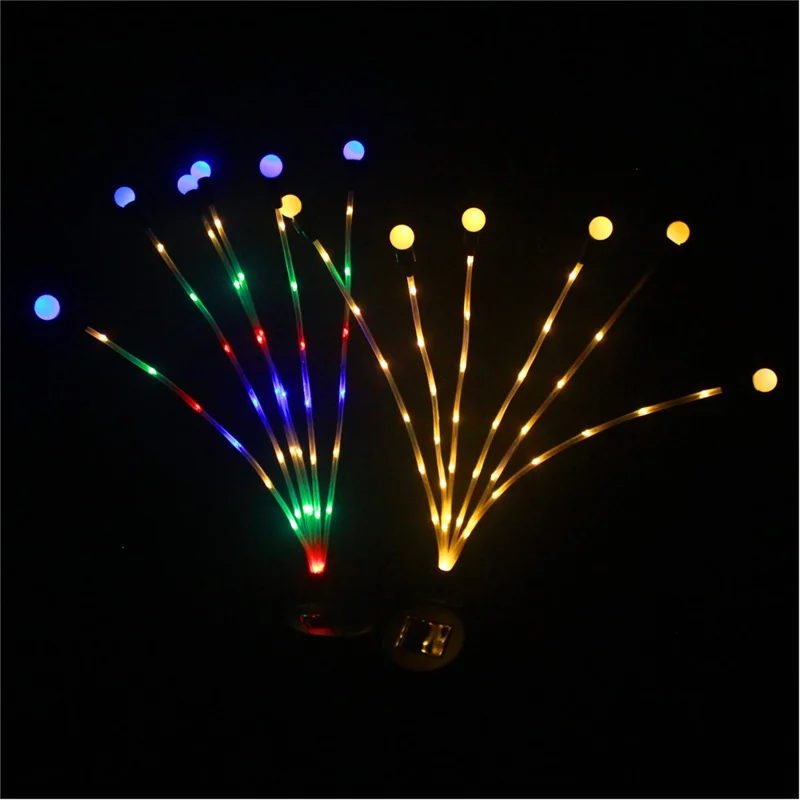 CIS-57818 2Pcs 6-LED Solar Power Firefly Light Waterproof Garden Lawn Swaying Lamp Landscape Decor - Multi-color