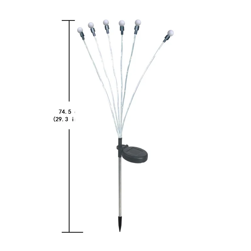 CIS-57818 2Pcs 6-LED Solar Power Firefly Light Waterproof Garden Lawn Swaying Lamp Landscape Decor - Multi-color