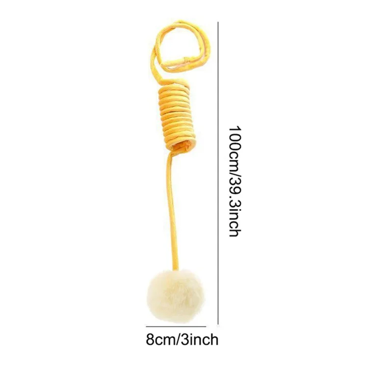 TG-CTOY0086 Katzenspiel-Feder-Spielzeug mit Pompom-Glocke, weiche Plüsch-Haustier-interaktives Spielzeug ST - Gelb