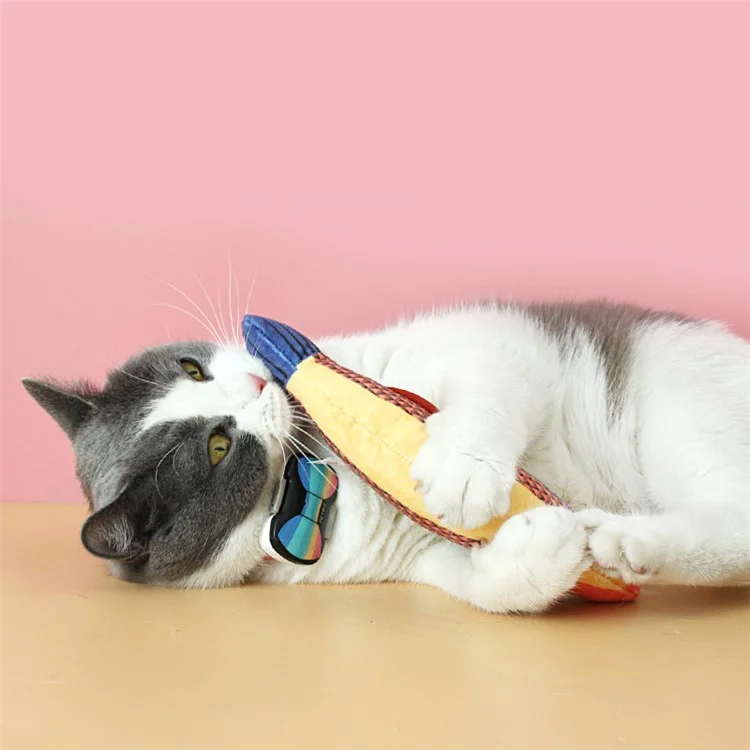 Plush Fish Cat Chew Toy Catnip Filled Cartoon Fish Toy with Sound Inside for Teething Cat Exercise - Orange Coilia Ectenes