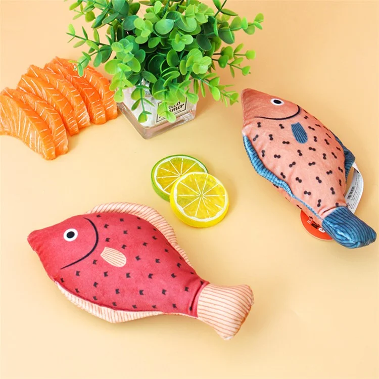Plush Fish Cat Chew Toy Catnip Filled Cartoon Fish Toy with Sound Inside for Teething Cat Exercise - Orange Coilia Ectenes