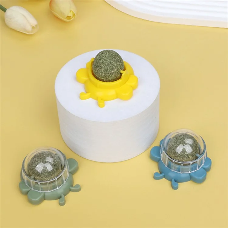 HISTOTREE Bee Shape Design Rotating Cat Catnip Ball Teeth Cleaning Interactive Catmint Pet Toy ST- Yellow