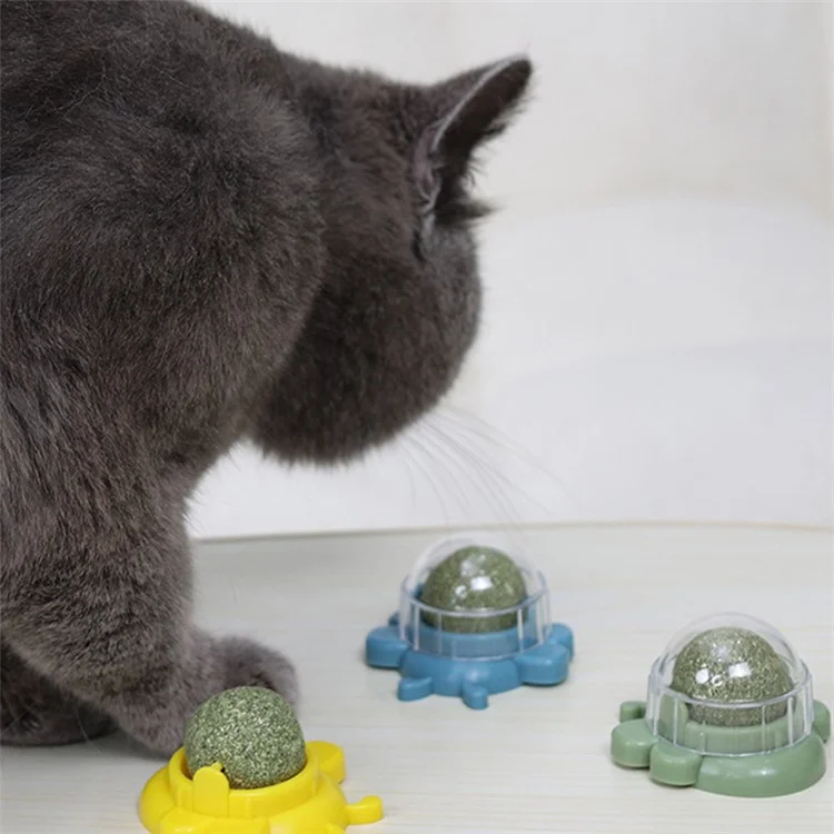 HISTOTREE Bee Shape Design Rotating Cat Catnip Ball Teeth Cleaning Interactive Catmint Pet Toy ST- Yellow