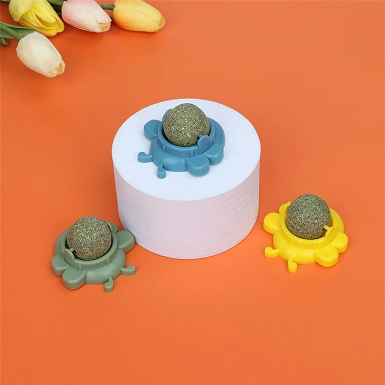 HISTOTREE Bee Shape Design Rotating Cat Catnip Ball Teeth Cleaning Interactive Catmint Pet Toy ST- Yellow
