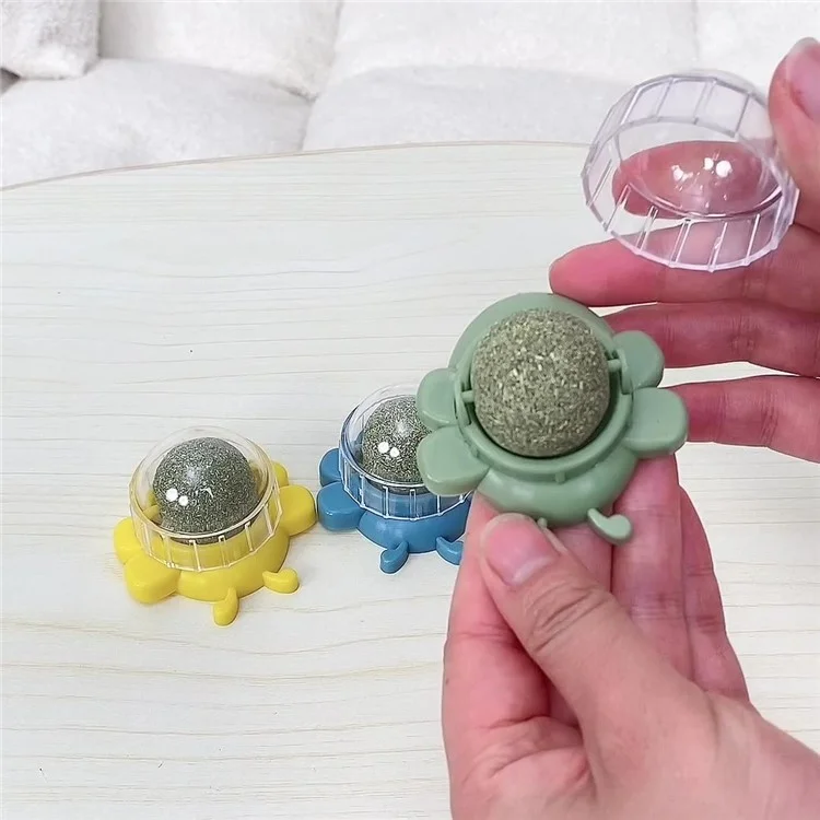 HISTOTREE Bee Shape Design Rotating Cat Catnip Ball Teeth Cleaning Interactive Catmint Pet Toy ST- Yellow