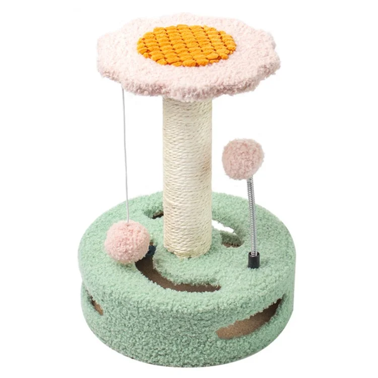 Arbre à chats Tour de jeu pour animaux de compagnie avec boule à suspendre pour chatons et chats adultes - Vert+Rose