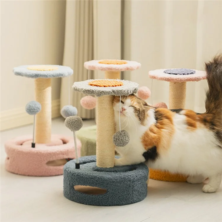 Cat Tree Cat Tower Pet Play Climbing Stand with Dangling Ball for Kittens Adult Cats - Yellow+Pink