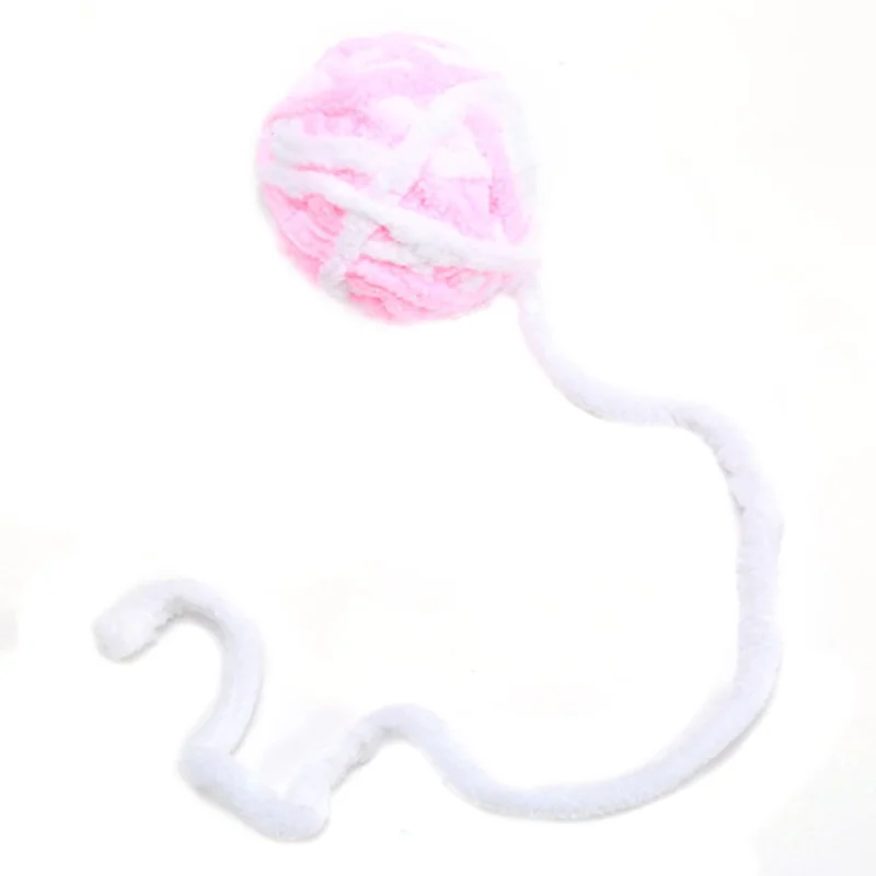 Cat Toy Ball Woolen Yarn Dog Active Rolling Ball Cat Chew Interactive Toy with Bell - Pink+White