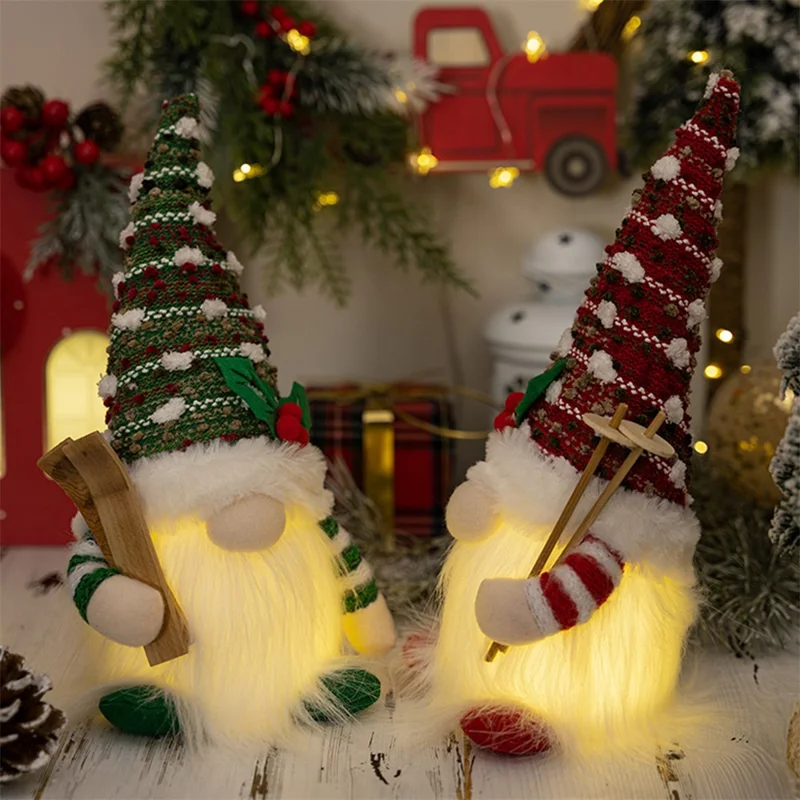 Cloth+PVC Snow Christmas Toy LED Light Stuffed Rudolph Toddlers Xmas Holiday Gift - Green