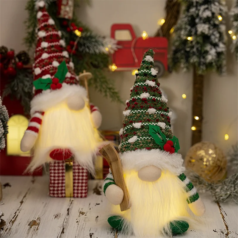 Cloth+PVC Snow Christmas Toy LED Light Stuffed Rudolph Toddlers Xmas Holiday Gift - Green