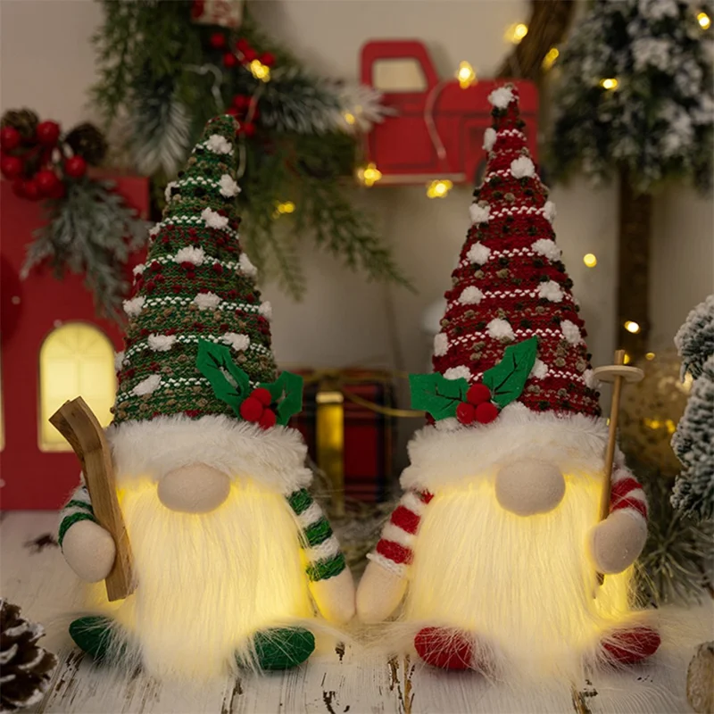 Cloth+PVC Snow Christmas Toy LED Light Stuffed Rudolph Toddlers Xmas Holiday Gift - Green