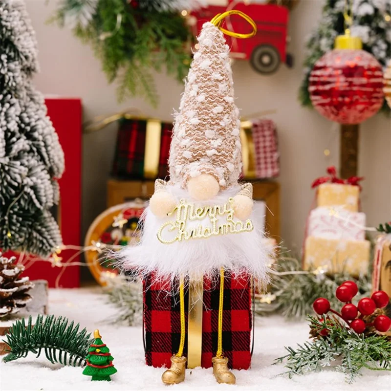 Sequin Christmas Plush Decorations Cloth LED Light Battery Operated Doll Xmas Ornament Gift for Holiday - Boy