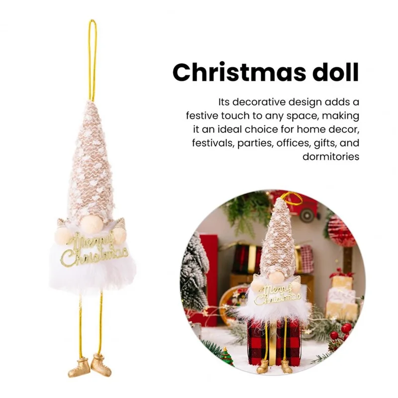 Sequin Christmas Plush Decorations Cloth LED Light Battery Operated Doll Xmas Ornament Gift for Holiday - Boy