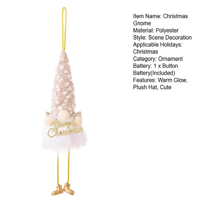 Sequin Christmas Plush Decorations Cloth LED Light Battery Operated Doll Xmas Ornament Gift for Holiday - Boy