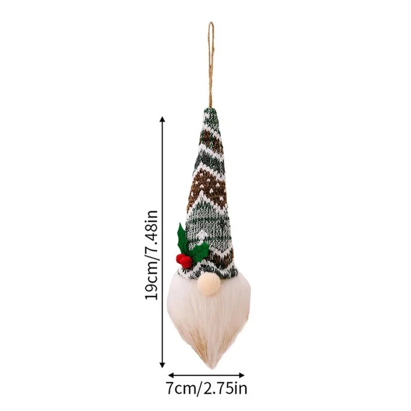 Gnome Doll Knitted Hat Christmas Decor Home Christmas Tree Hanging Ornament with Light - Style A