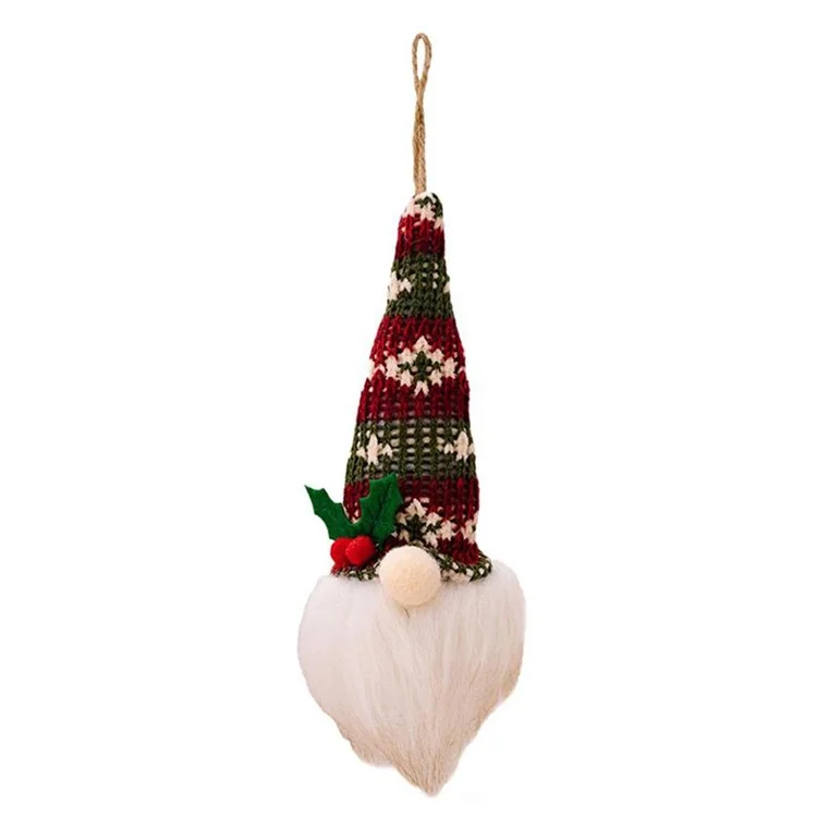 Gnome Doll Knitted Hat Christmas Decor Home Christmas Tree Hanging Ornament with Light - Style E