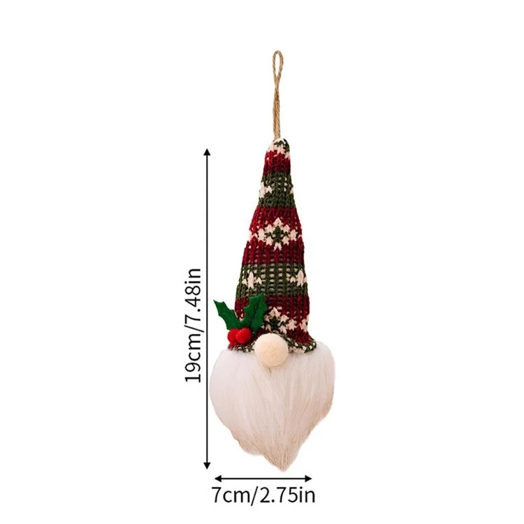 Gnome Doll Knitted Hat Christmas Decor Home Christmas Tree Hanging Ornament with Light - Style E