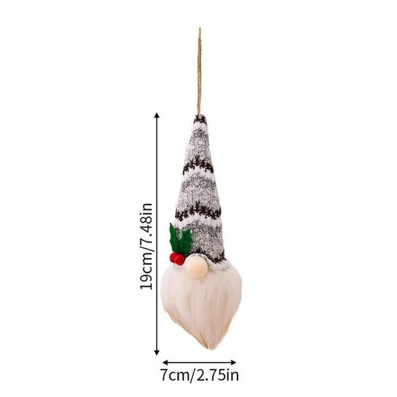 Gnome Doll Knitted Hat Christmas Decor Home Christmas Tree Hanging Ornament with Light - Style D