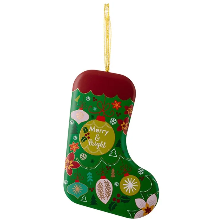 Boîte de rangement en fer pour cadeaux de Noël en forme de chaussette pour enfants - Boule de Noël