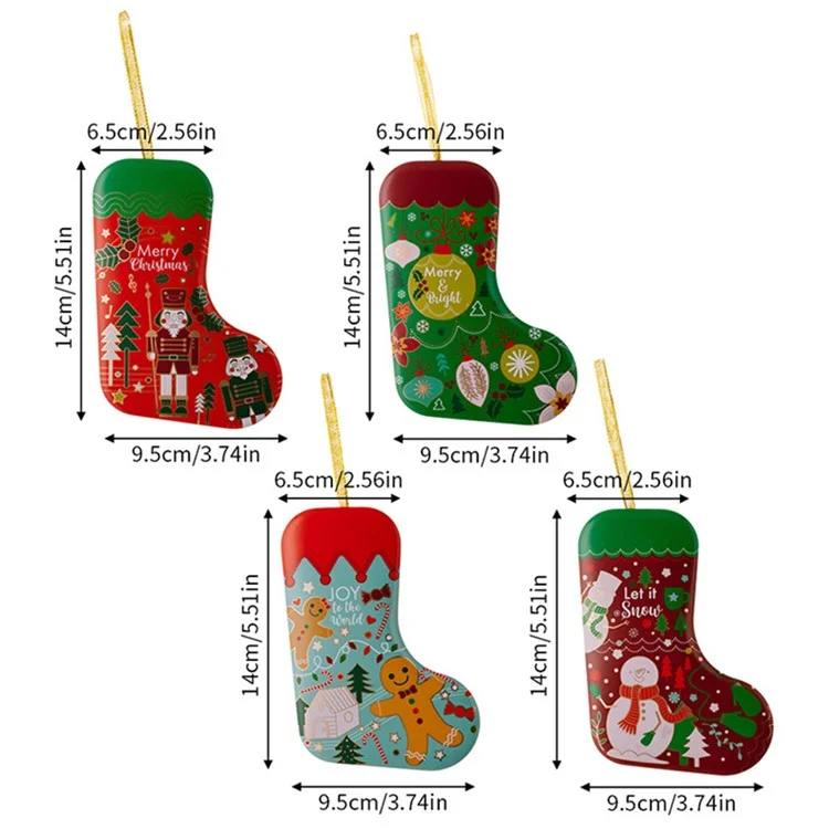 Boîte de rangement en fer pour cadeaux de Noël en forme de chaussette pour enfants - Boule de Noël
