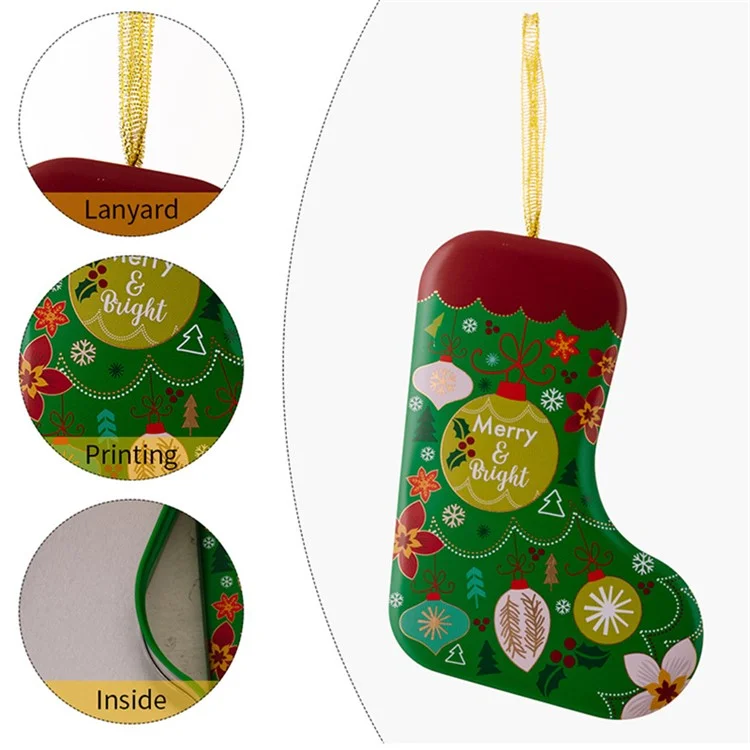 Boîte de rangement en fer pour cadeaux de Noël en forme de chaussette pour enfants - Boule de Noël