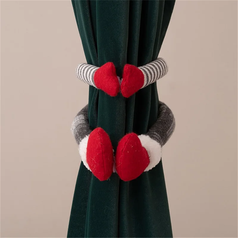 Christmas Curtain Tie Knitted Hat Faceless Gnome 3D Doll Curtain Buckle Xmas Tree Decoration Gift - Red